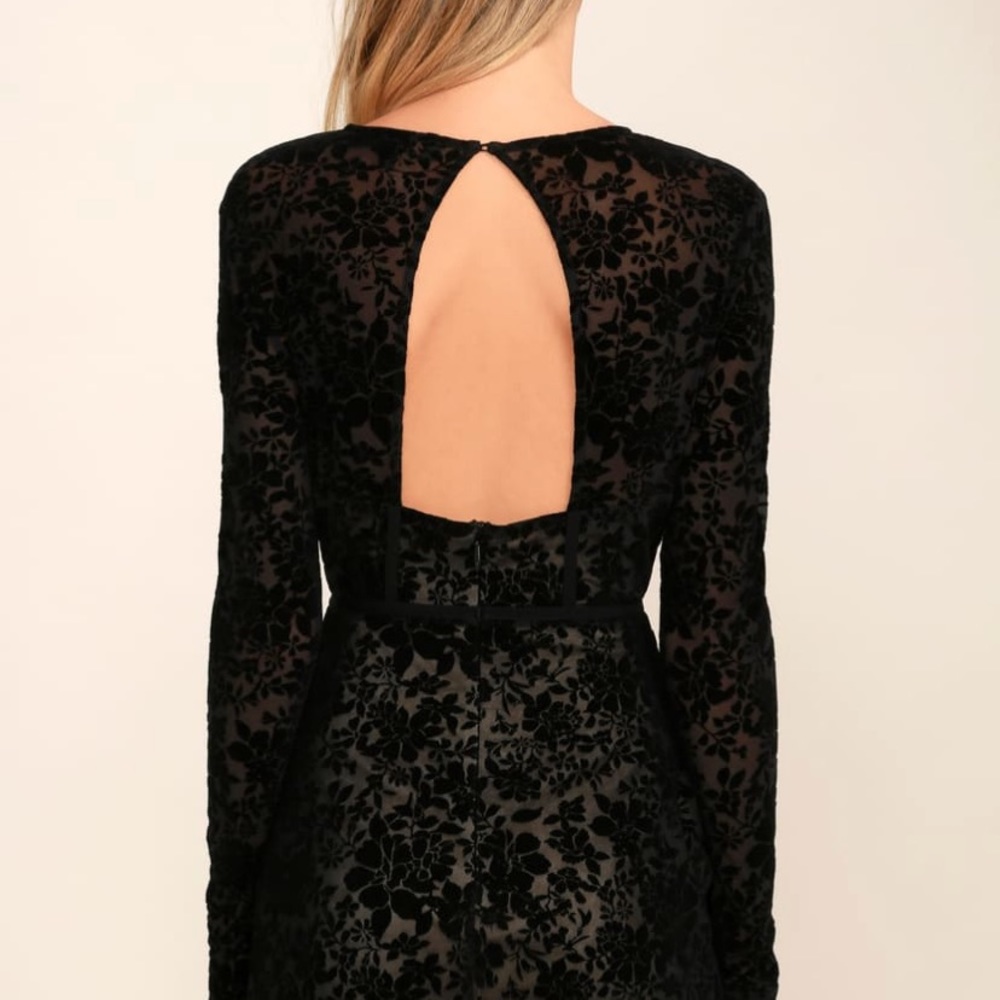 Lulu's Black Velvet Print Dress - Picture 3 of 3